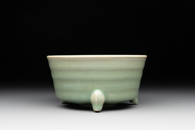 A Chinese Longquan celadon tripod 'trigrams' censer, Song