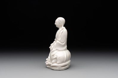 A Chinese Dehua blanc de Chine Guanyin, He Chaozong 何朝宗 mark, 19th C.