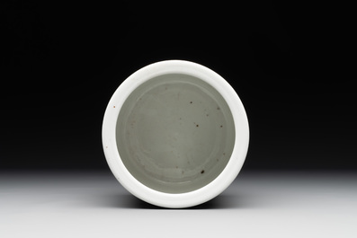 A Chinese grisaille and iron-red 'landscape' brush pot, Ju Ren Tang mark, Republic