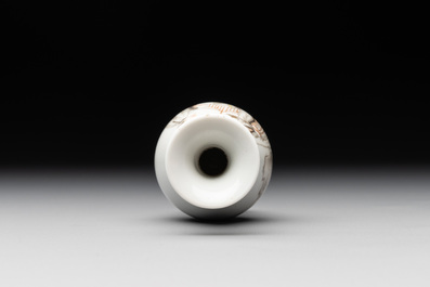 A Chinese grisaille 'Taoist' vase and a fitted box, Yongzheng mark and of the period