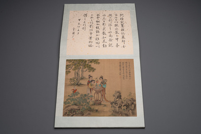 A Chinese album with various figural paintings and calligraphy, signed Wu Shan 吴珊, dated 1904