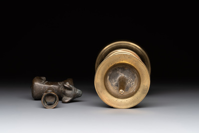 Four bronze candle holders, Flanders and/or France, 16th C. and later
