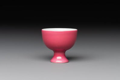 A Chinese miniature ruby-pink-glazed stem cup, Yongzheng mark, Republic