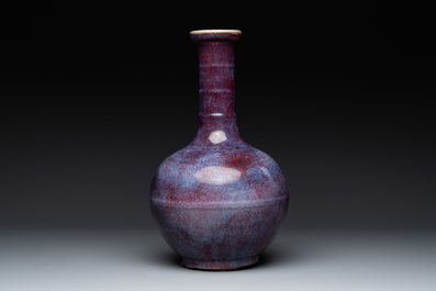 A Chinese flamb&eacute;-glazed bottle vase, 18/19th C.