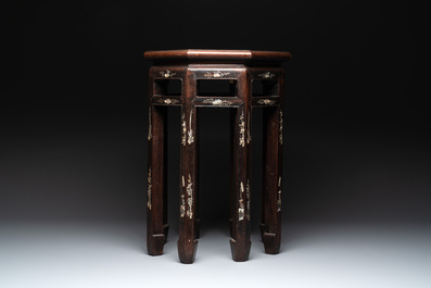 A Vietnamese mother-of-pearl-inlaid rosewood stand, 19th C.