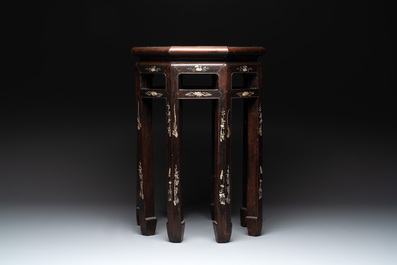 A Vietnamese mother-of-pearl-inlaid rosewood stand, 19th C.