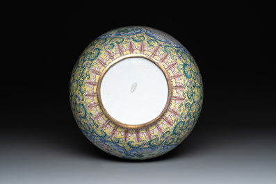 A Chinese Canton enamel '100 boys' 'hu' vase, 20th C.
