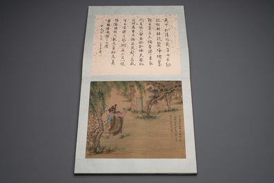 A Chinese album with various figural paintings and calligraphy, signed Wu Shan 吴珊, dated 1904