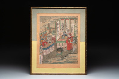Chinese school: 'Journey to the West', ink and colour on paper, 19th C.