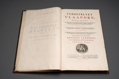 Verheerlykt Vlaandre, Flandria Illustrata, an illustrated chronicle of Flanders in three tomes and two volumes, Flanders, dated 1735