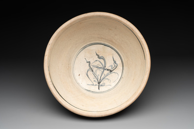 A Vietnamese or Annamese blue and white basin with floral design, 16th C.
