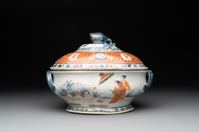 A Chinese Imari-style 'Parasol Ladies' tureen and stand after Cornelis Pronk, Qianlong, ca. 1740