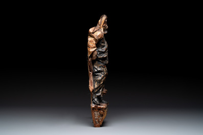 A polychromed wooden sculpture of Saint Mark with lion, Germany, 17th C.
