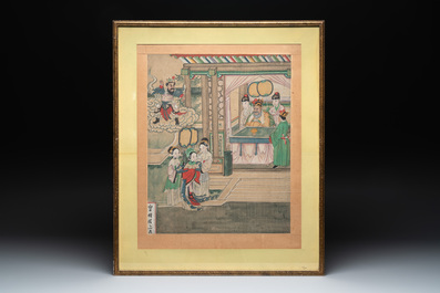 Chinese school: 'Journey to the West', ink and colour on paper, 19th C.
