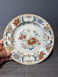 Seven Chinese famille rose 'Madame de Pompadour' plates, Qianlong, ca. 1745