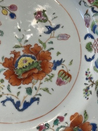 Seven Chinese famille rose 'Madame de Pompadour' plates, Qianlong, ca. 1745