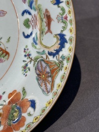 Seven Chinese famille rose 'Madame de Pompadour' plates, Qianlong, ca. 1745