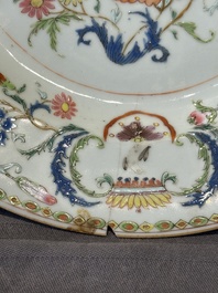 Seven Chinese famille rose 'Madame de Pompadour' plates, Qianlong, ca. 1745