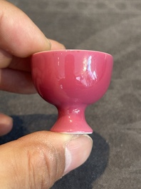 A Chinese miniature ruby-pink-glazed stem cup, Yongzheng mark, Republic