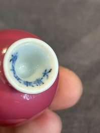 A Chinese miniature ruby-pink-glazed stem cup, Yongzheng mark, Republic