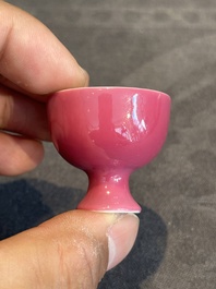 A Chinese miniature ruby-pink-glazed stem cup, Yongzheng mark, Republic