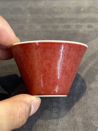 A Chinese copper-red-glazed cup, Zhu Feng 珠峰 mark, 18/19th C.