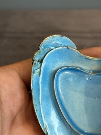 A Chinese precious stone inset, enamelled and filigree silver mandarin duck-form box and cover, 19/20th C.