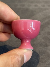 A Chinese miniature ruby-pink-glazed stem cup, Yongzheng mark, Republic