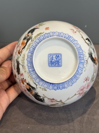 A varied collection of eight Chinese famille rose eggshell bowls, Jingdezhen mark, 20th C.