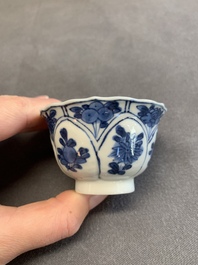 Twelve Chinese blue and white saucers and eight cups, Kangxi/Yongzheng