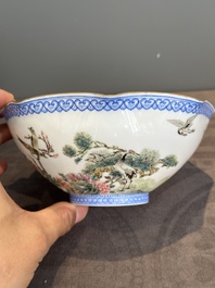 A varied collection of eight Chinese famille rose eggshell bowls, Jingdezhen mark, 20th C.