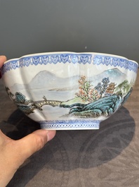 A varied collection of eight Chinese famille rose eggshell bowls, Jingdezhen mark, 20th C.
