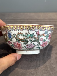 A varied collection of eight Chinese famille rose eggshell bowls, Jingdezhen mark, 20th C.