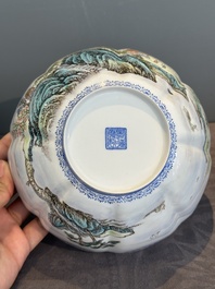 A varied collection of eight Chinese famille rose eggshell bowls, Jingdezhen mark, 20th C.