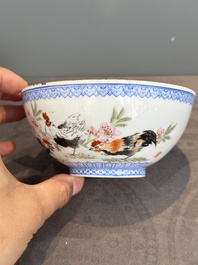 A varied collection of eight Chinese famille rose eggshell bowls, Jingdezhen mark, 20th C.