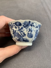 Twelve Chinese blue and white saucers and eight cups, Kangxi/Yongzheng