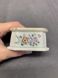 A collection of five Chinese blue and white, famille rose and Imari-style salts, Kangxi/Qianlong