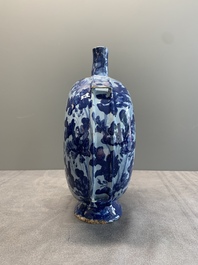 A blue and white Italian maiolica pilgrim flask, Savona, ca. 1700