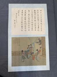 A Chinese album with various figural paintings and calligraphy, signed Wu Shan 吴珊, dated 1904