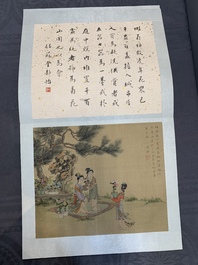 A Chinese album with various figural paintings and calligraphy, signed Wu Shan 吴珊, dated 1904