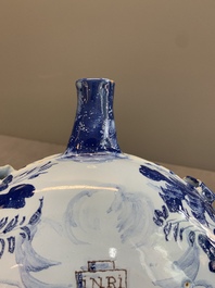 A blue and white Italian maiolica pilgrim flask, Savona, ca. 1700