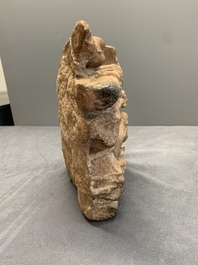 An Indian architectural red sandstone fragment with divinities, 13th C.