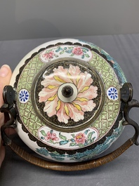 A Chinese Canton enamel teapot and cover, Qianlong