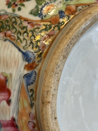 A pair of Chinese Canton famille rose vases with narrative design, 19th C.