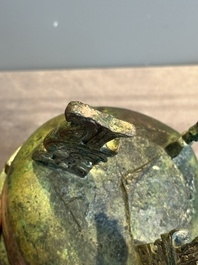 A rare Chinese archaic bronze tripod ritual food vessel, 'ding 鼎', Shang