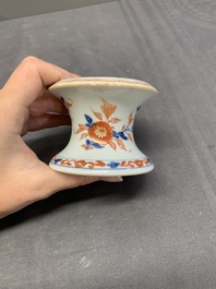 A collection of five Chinese blue and white, famille rose and Imari-style salts, Kangxi/Qianlong