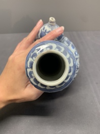 A Chinese blue and white 'kraak' porcelain kendi, Wanli