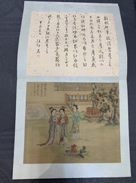 A Chinese album with various figural paintings and calligraphy, signed Wu Shan 吴珊, dated 1904