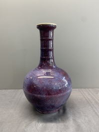 A Chinese flamb&eacute;-glazed bottle vase, 18/19th C.