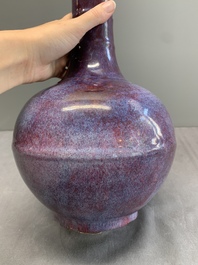 A Chinese flamb&eacute;-glazed bottle vase, 18/19th C.